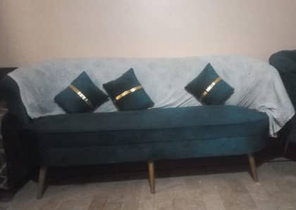 Sea Green Valvet Sofa Set