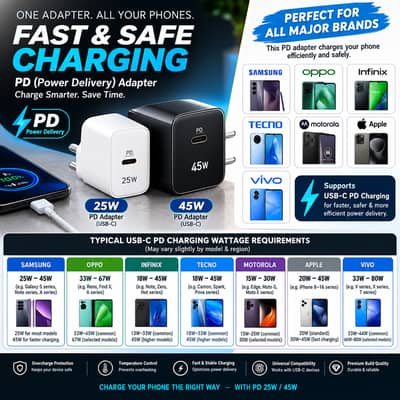 PD Adapter For Smartphones 25W, 45W