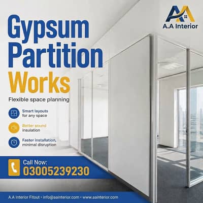 Office & Home Gypsum Ceiling Partition / Cement Board & Drywall  work