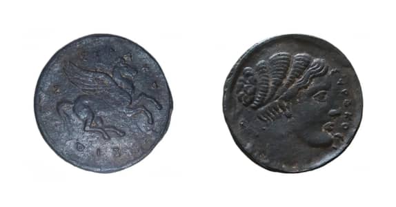 ancient Greek coin Syracuse agathokles 317-289 Bc Athena & pegasus