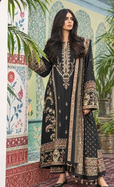 Three pic Embroidery Linen winter collection