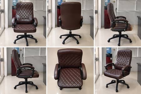 High Back Brown Executive Office Chair – Diamond Quilted (Used)