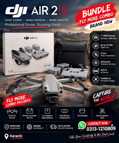 DJI AIR 2S FLY MORE COMBO DRONE WITH SCREEN MONITOR