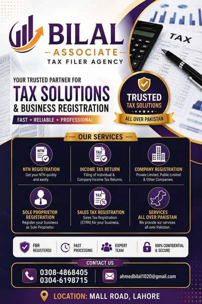 FBR INCOME TAX RETURN COMPANY REGISTRATION SOLE PROPERTIER REFUND CLAI