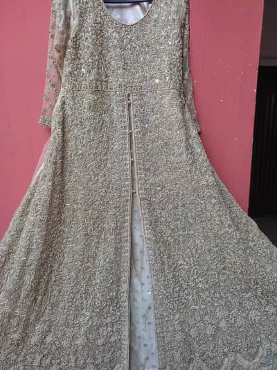 Elegant Heavily Embellished Gold/Champagne Bridal Maxxi / Front-Open