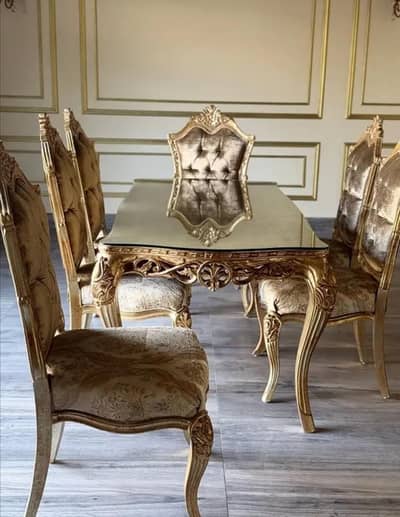 Dining table with six chairs