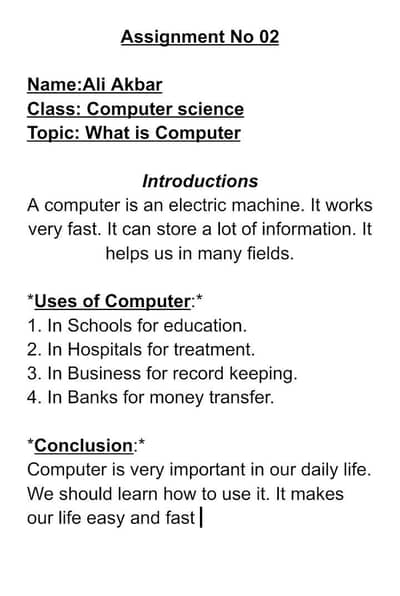 Assignment typing & PDF Service-Bahawalnager-150 Rs"