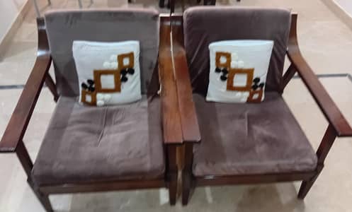 Wooden sofa set ( 3-seater + 2Armchairs)