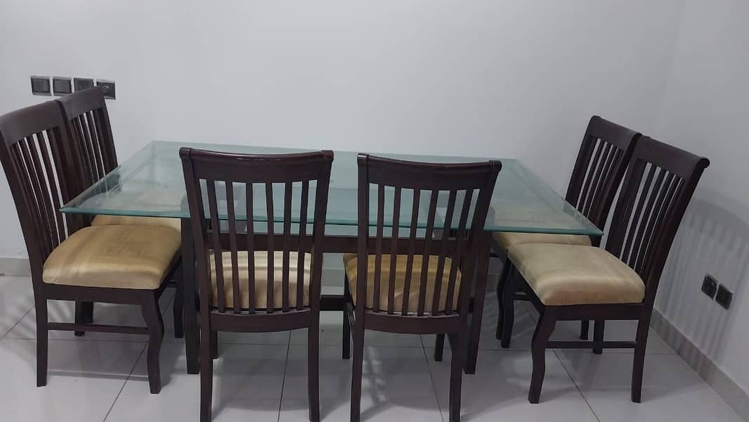 Solid Wood Dining Table with Six Chairs 0