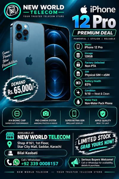 iPhone 12 Pro 128GB — Factory Unlocked | Non-PTA | Physical + eSIM