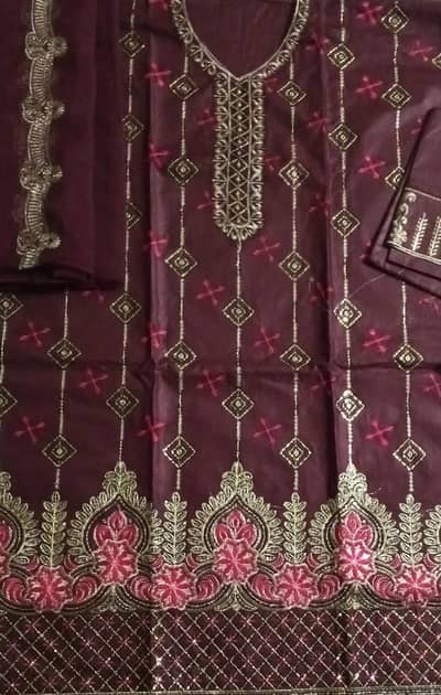 cotton 3pc ful imbroidry suits