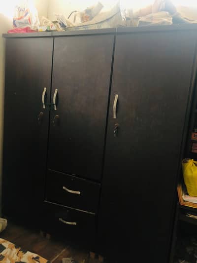 3 Door Wooden Wardrobe / Almari