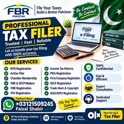 FBR Tax Return Filing | Income Tax Return | NTN & Active Filer Service
