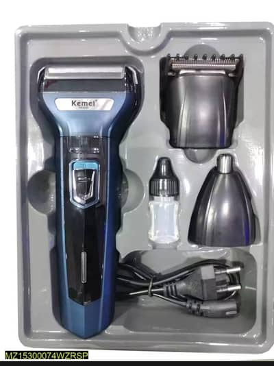 Kemei 3-in-1 Rechargeable Beard Trimmer Kit – Blue KM-6331
