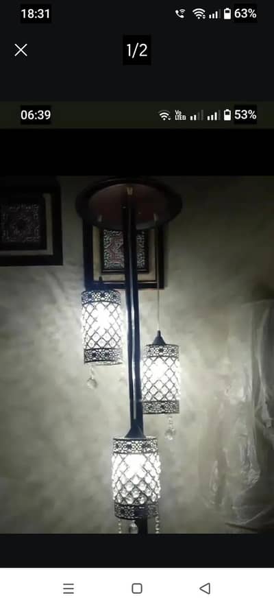 floor lamp with three different shades