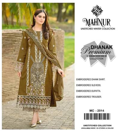 New arrivals winter collection unstitched suit