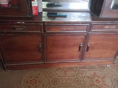 wooden dressing almari with mirror