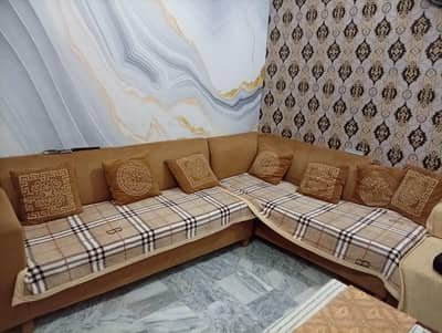 L shaped 7 seater medicated foam sofa