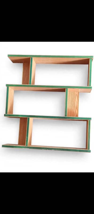 S-Shape Wall Shelf 3 Tier H24 W24 D6 - Modern Wooden Floating Shelf