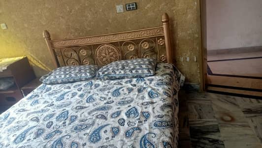 Iron frame bed with mattress