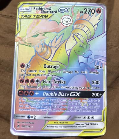 Reshiram & Charizard GX Pokémon Card 270 HP