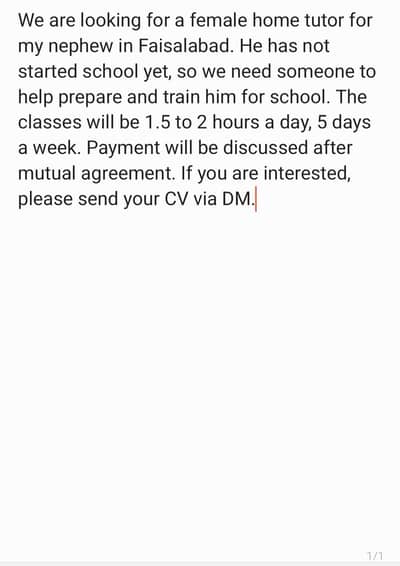 need female home tutor