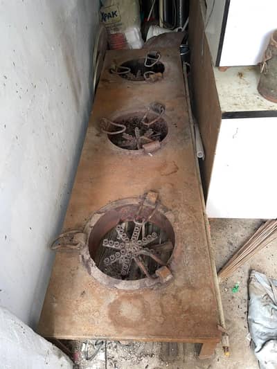 Heavy Gage Commercial 3-Burner Heavy Duty Gas Choolha / Bhatti - Used
