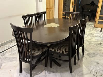 6 Seater Wooden Dining Table Set with 6 Chairs