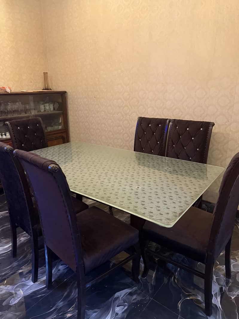 Solid wood dining table with 6 chairs 1