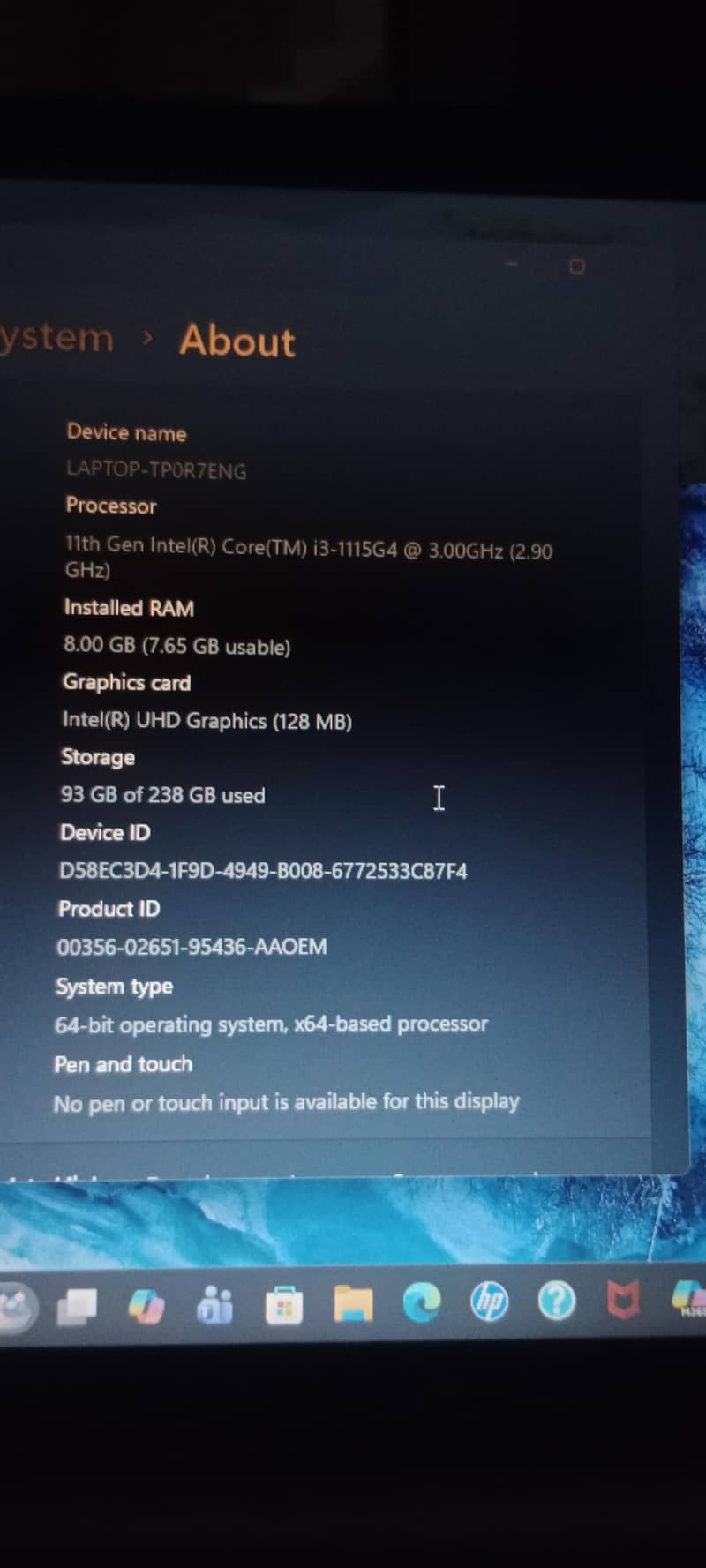 HP laptop 7