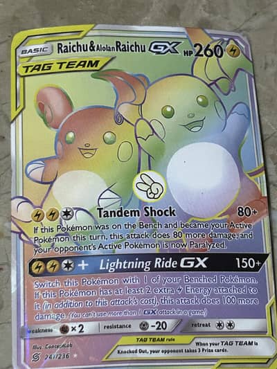 Pokemon Raichu & Alolan Raichu GX 241/236