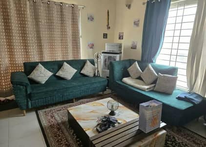 5-7 SEATER  L- SHAPED SOFA SET EMERALD GREEN