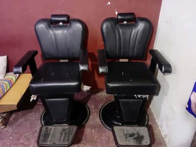 2 Black Salon Chairs / Barber Chairs – Good Condition – Rs. 35,000