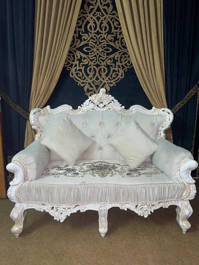 Luxury Royal Victorian 6 Seater Sofa Set (3+2+1) - Off White - Chiniot