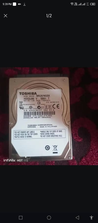 toshiba 250gb sata hdd brand new genuine slightly negoticable