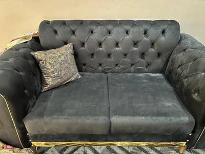 Brand New Black valvet 3-2-1 sofa set