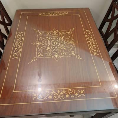 dining table full wooden with 12 mm glass