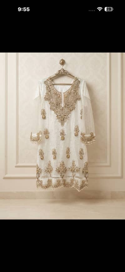 Beautiful white nikkah dress for sale work kora dapka