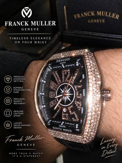 frank muller watch Gold Dial with black straps