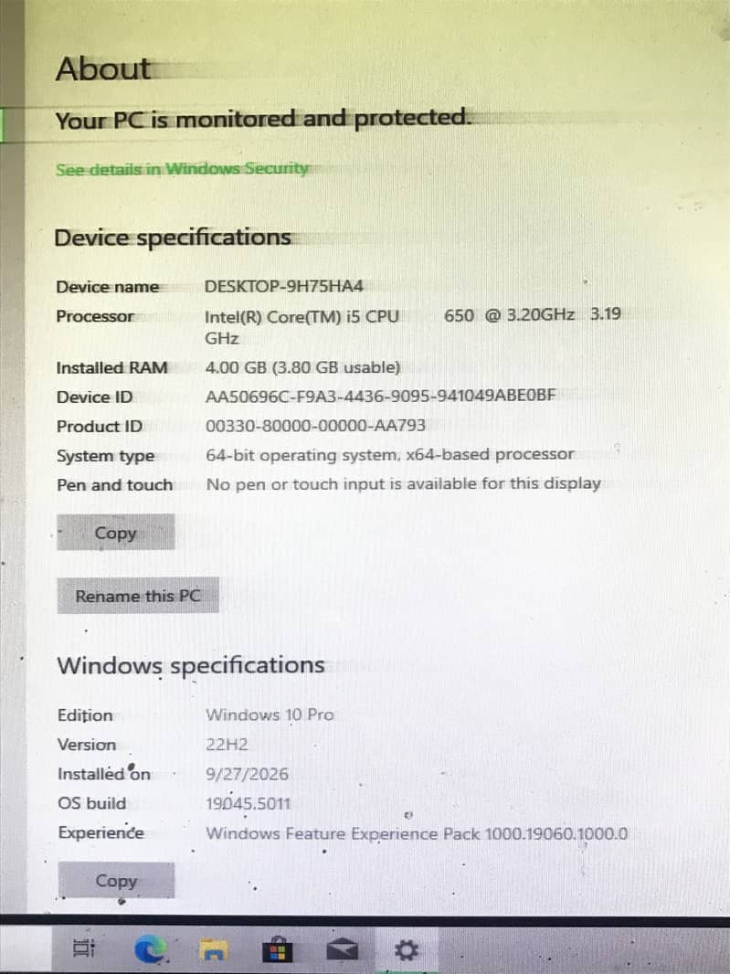 CPU i5 (3rd Gen) 7