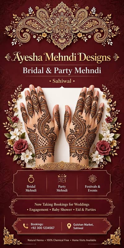 Mahandi poster and visiting card