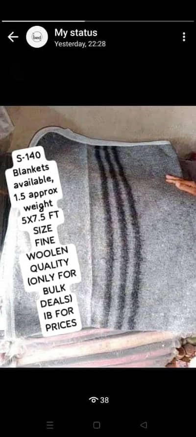 S-140 PakistanI Wool Blanket 1.5 KG Pure Wholesale Manufacturer Flood