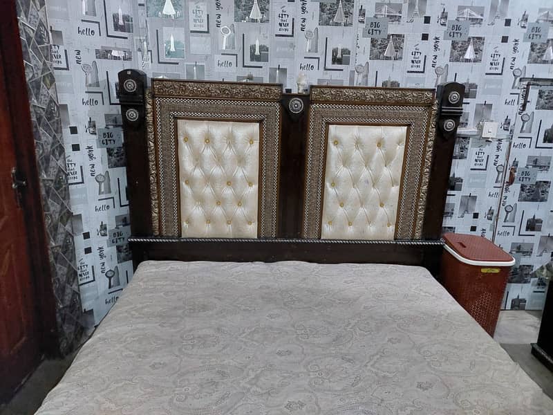 double bed, side table, full piece sofa set, dressing table 3