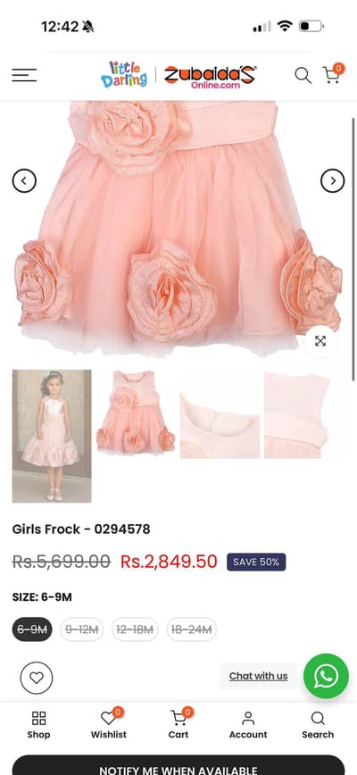 Zubaidas girls organza frock