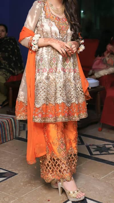 Fancy Dress short frock with embroidered plazo