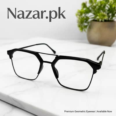 Brand New Stylish Geometric Double Bridge Eyeglasses Frame | Nazar. pk