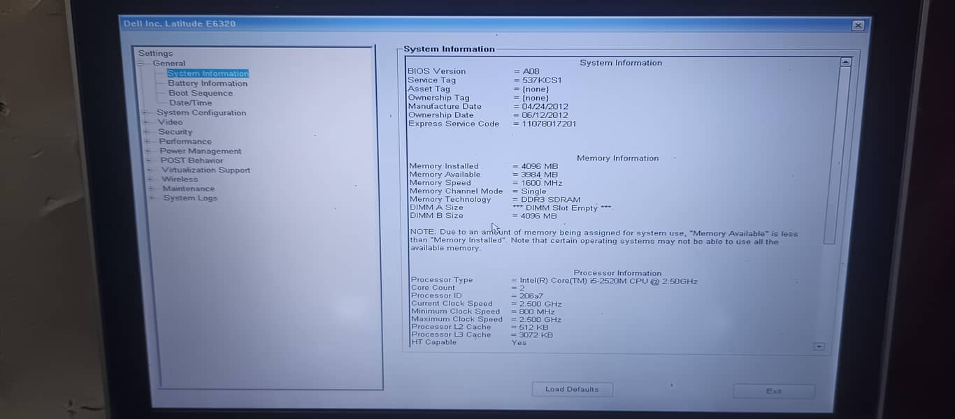 Dell latitude E6320 2