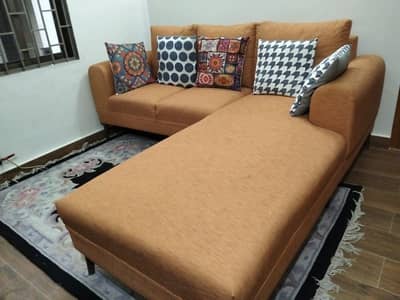 8 months old L shaped sofa with Roman blinds