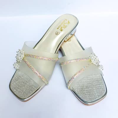 Women's White Fancy Rexine Slides Summer Stylish