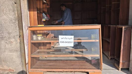 Counter aur wooden shelves for sale